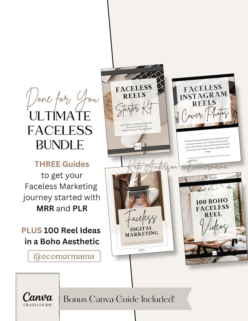 Faceless Digital Marketing ULTIMATE BUNDLE w/Master Resell Rights (mrr) & Private Label Rights (plr) - DFY eBook/guide/Faceless Bundle