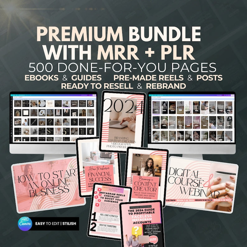 500 PLR MRR Done For You Digital Products Bundle: Your Ultimate Passive Income Marketing Guide - Ebook Templates, Reels Posts, Master Resell Rights, DFY - Get 30% Off Use Code PLR30