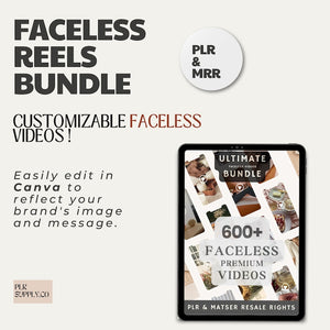 PLR Faceless Videos with Master Resell Rights and PLR, MRR Faceless Marketing Done For you to Sell On Etsy with Faceless Marketing Guide