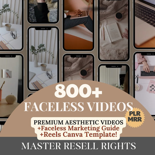 MRR Faceless Videos Master Resell Rights and PLR Reels Template Faceless Marketing Done For You to Sell On Etsy and Faceless Marketing Guide