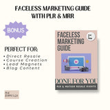 PLR Faceless Videos with Master Resell Rights and PLR, MRR Faceless Marketing Done For you to Sell On Etsy with Faceless Marketing Guide